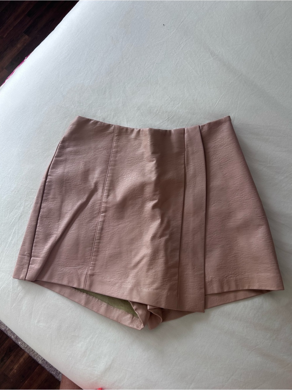 Skies Are Blue Mauve Faux-Leather Skort Shorts